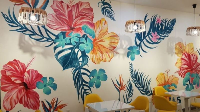Trang trí tường quán cafe bằng hình vẽ độc đáo