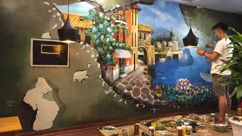 Trang trí tường quán cafe bằng những nét vẽ nghệ thuật