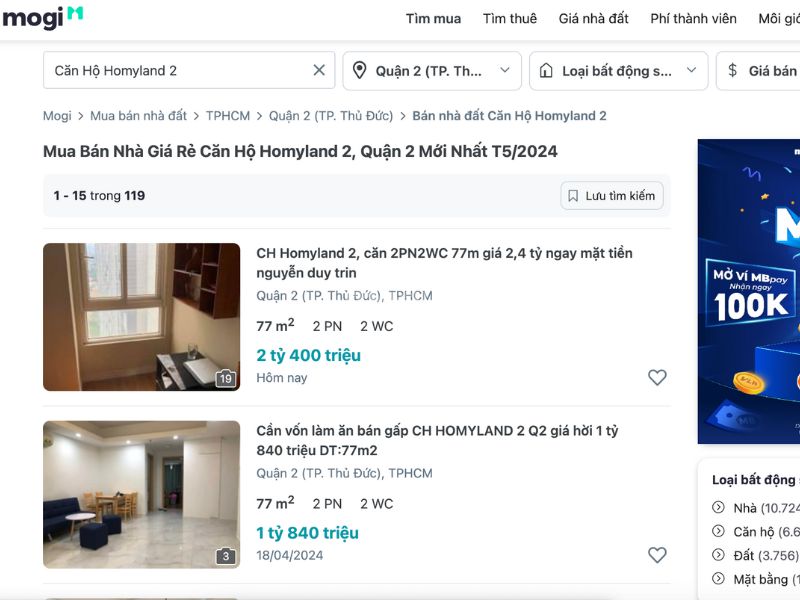 Tìm mua căn hộ Homyland 2 uy tín tại Mogi.vn