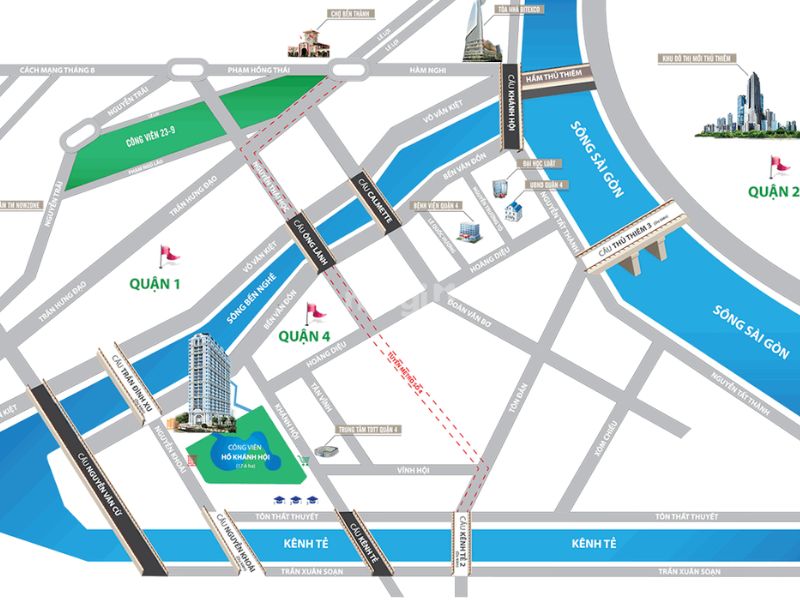 Grand Riverside sở hữu vị trí đắc địa, gần trung tâm thành phố