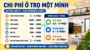 Kinh nghiệm ở trọ 1 mình và những điều cần biết trước khi thuê 9 Chi phí ở trọ một mình bao nhiêu mỗi tháng?