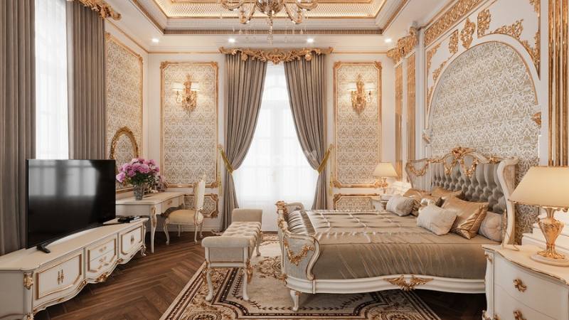 Phòng ngủ thiết kế phong cách hoàng gia
