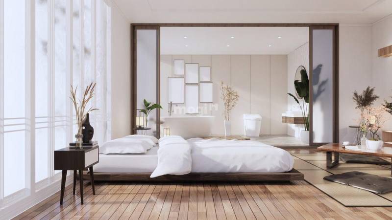Phòng ngủ phong cách Nhật Bản cho nữ thường có giường thấp