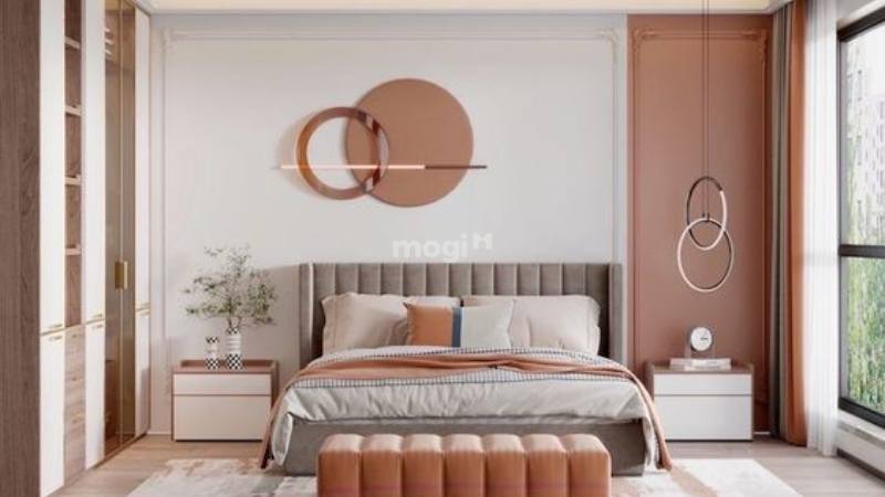 Các khối màu tương phản phối hợp hài hòa trong thiết kế phòng ngủ phong cách Color Block