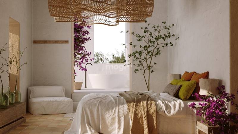 Phòng ngủ đẹp cho nữ phong cách vintage hòa mình với thiên nhiên