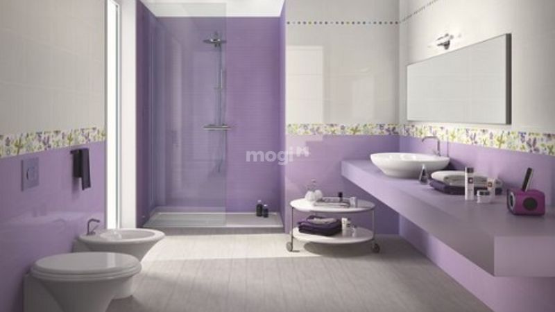 Mẫu nhà vệ sinh màu tím nhạt cho người mệnh Hoả