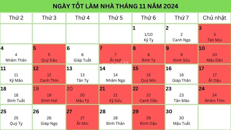 Ngày xấu tháng 11 năm 2024 nên tránh động thổ