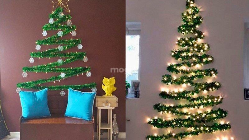 Trang trí noel cho quán cafe bằng dây kim tuyến