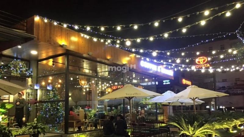 Trang trí Tết quán cafe bằng dây đèn nháy