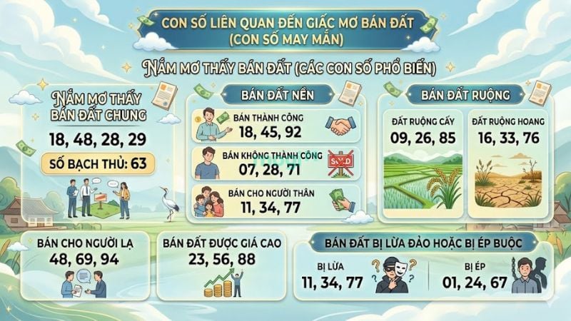 Con số may mắn liên quan mơ thấy bán đất