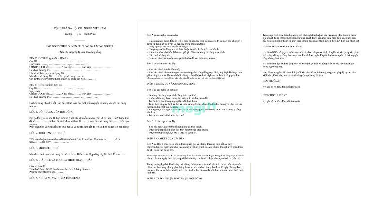 Mẫu hợp đồng thuê đất nông nghiệp chi tiết cập nhật mới nhất 2025 4 Hình thức của hợp đồng thuê đất nông nghiệp