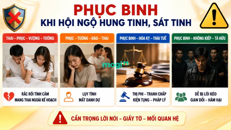 Phục Binh khi gặp Hung Tinh là điềm không tốt, cần lưu ý