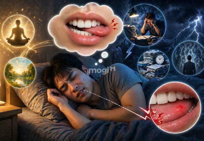 Đang ngủ thì cắn vào lưỡi là dấu hiệu bạn đang chịu áp lực quá tải trong cuộc sống