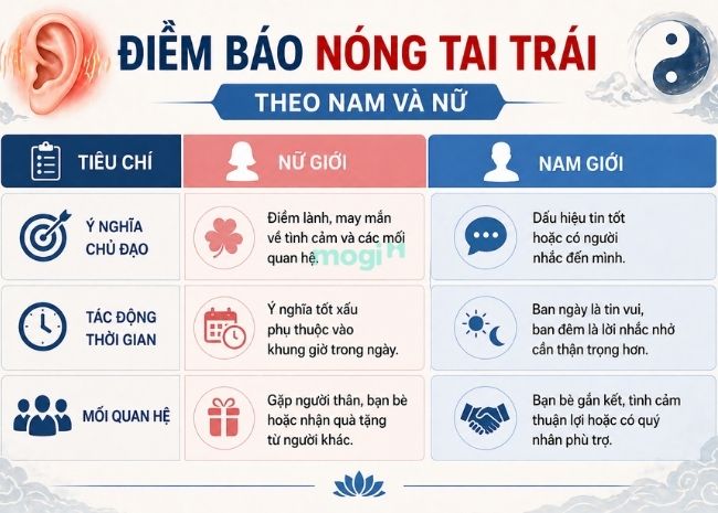 Nóng tai trái là điềm gì? Ý nghĩa tâm linh, nguyên nhân và cách trị 3 Điềm báo nóng tai trái ở nam và nữ