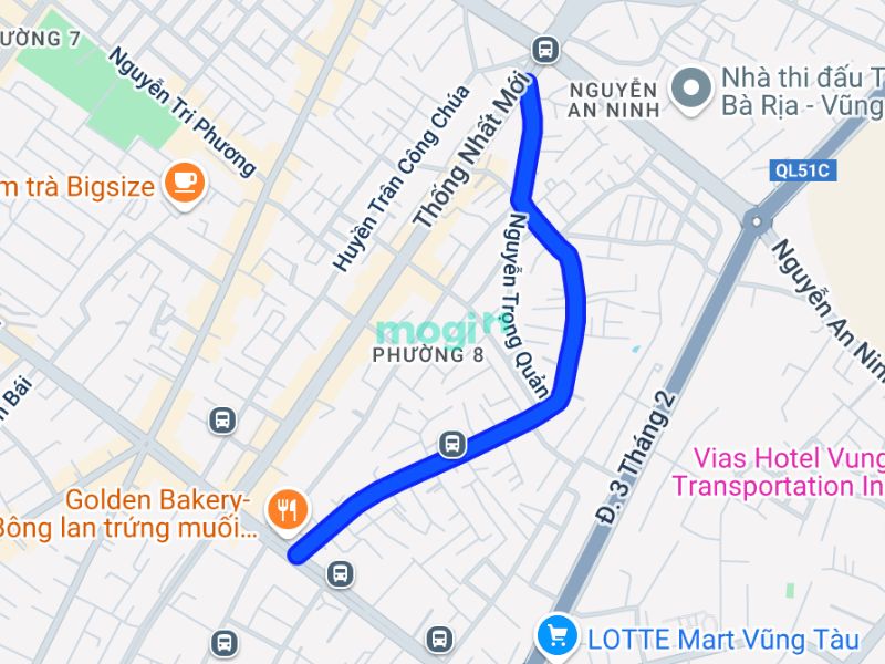 Đường Bình Giã nằm ở trị ví thuận tiện