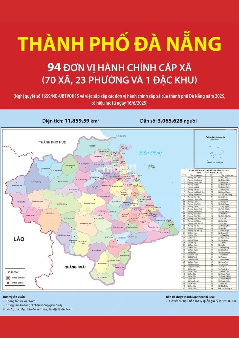 Tổng quan đơn vị hành chính Thành phố Đà Nẵng mới sau sáp nhập