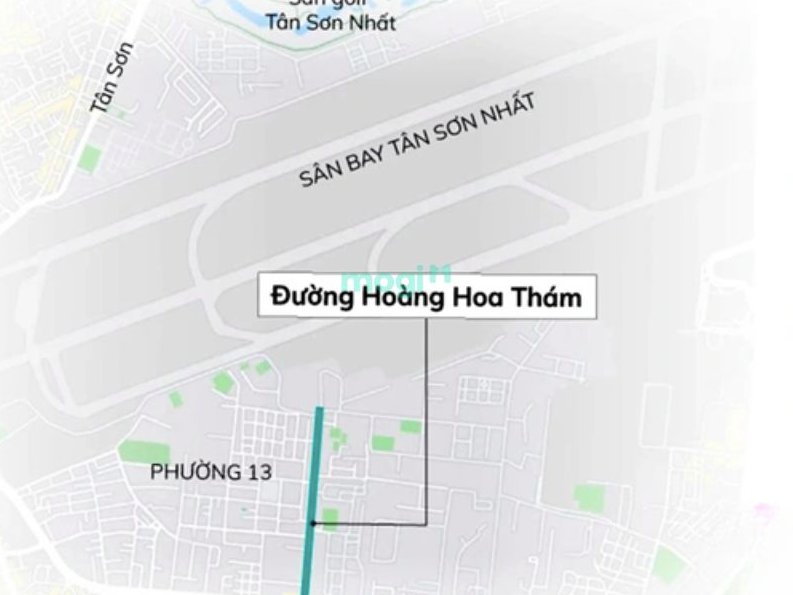 Hoàng Hoa Thám là tuyến đường chính với tiếp giáp đắc địa