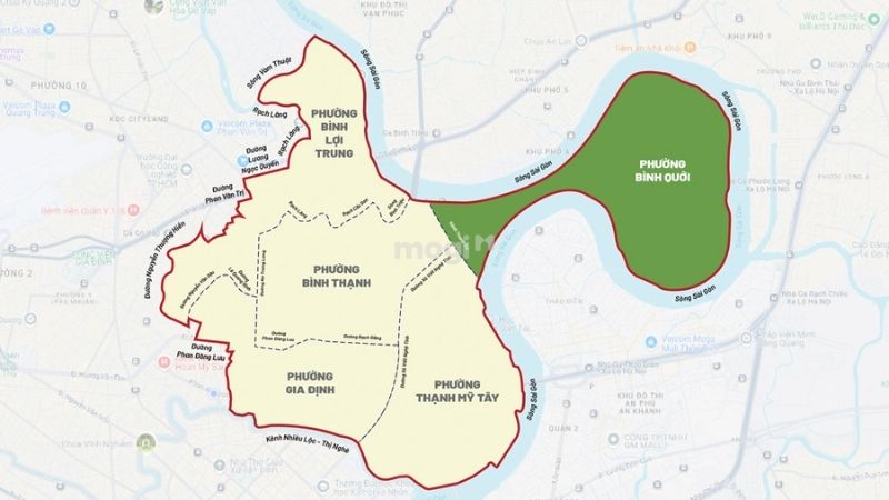 Bản đồ sáp nhập phường tại Quận Bình Thạnh