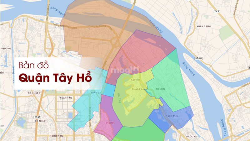 Bản đồ quận Tây Hồ sau sáp nhập