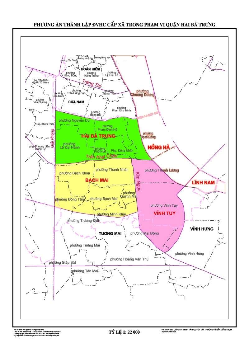 Bản đồ hành chính Quận Hai Bà Trưng sau sáp nhập (Nguồn: Hanoimoi.vn)