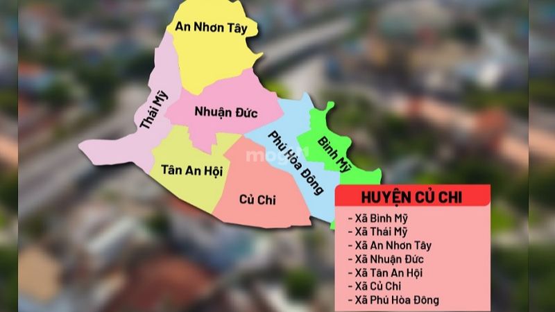 Bản đồ hành chính huyện Củ Chi sau sáp nhập (Nguồn: datcuchi.com.vn)