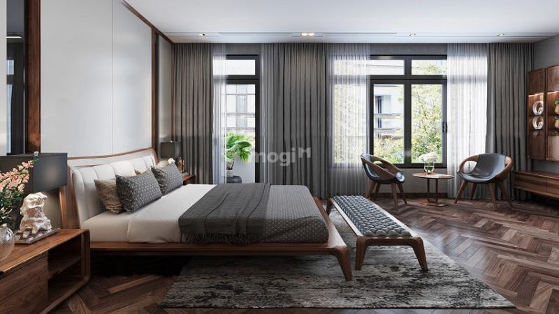 Phòng ngủ tràn ngập ánh sáng tự nhiên nhờ có cửa sổ