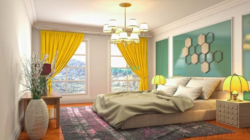Một cách bài trí phòng ngủ với màu sắc tươi sáng, hợp phong thủy