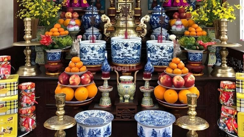 Tầng cuối cùng thường được dùng làm nơi đặt vật phẩm thờ cúng