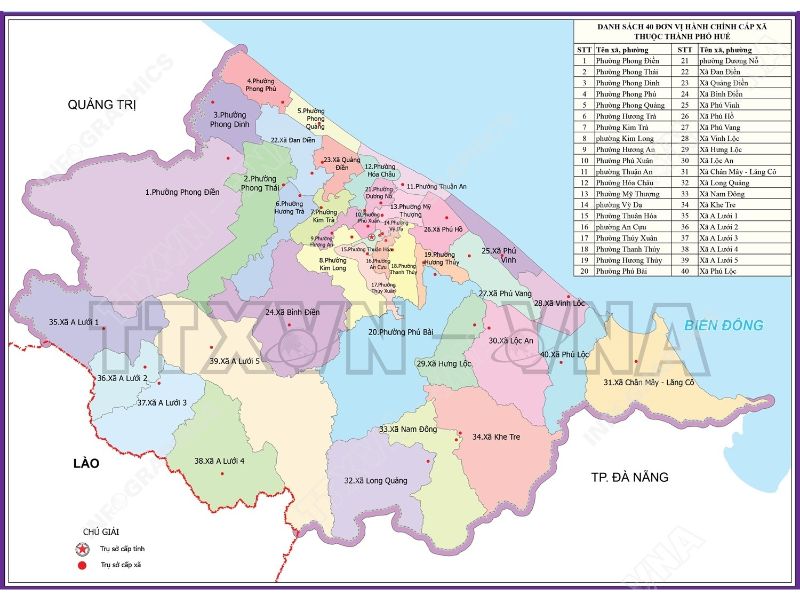 Bản đồ TP Huế sau khi sáp nhập đơn vị hành chính