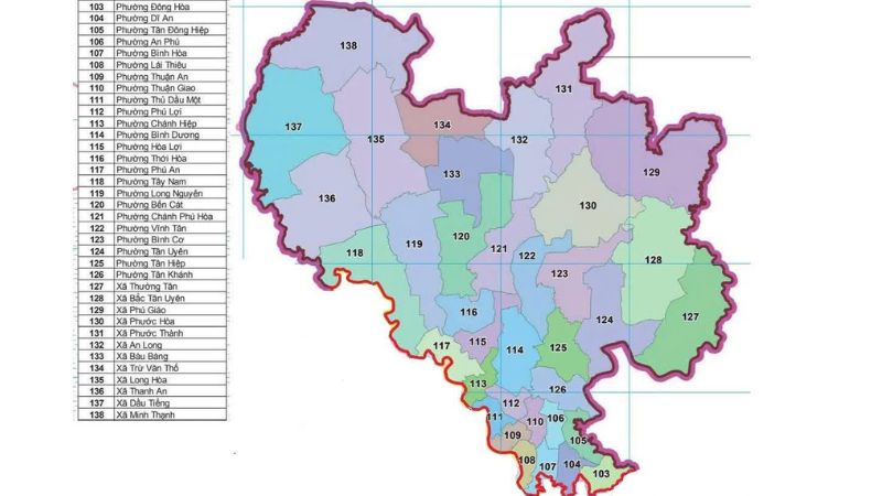 Bản đồ Bình Dương sau sáp nhập