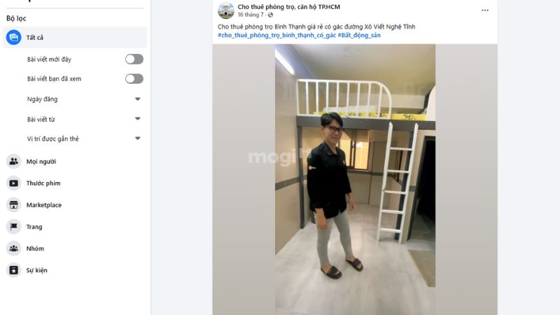 Bài đăng thiếu thông tin liên hệ gây khó khăn khi khách cần tìm nhà (Nguồn: Group nhà trọ giá rẻ TP.HCM)