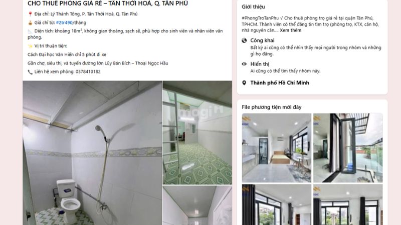 Giá phòng quá cao so khiến khách hàng bỏ qua bài đăng nhanh chóng (Nguồn: Phòng trọ Tân Phú)