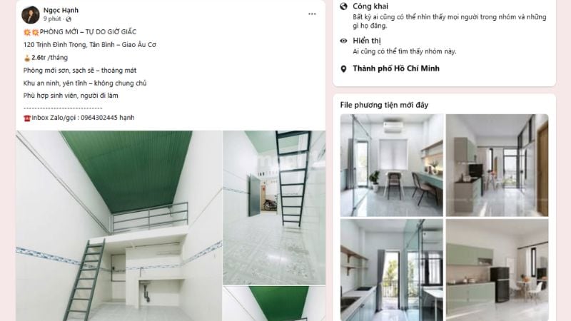 Bài đăng có thông tin mô tả và ưu điểm cụ thể để tăng sự thu hút (Nguồn: Thuê nhà giá rẻ Gò Vấp)