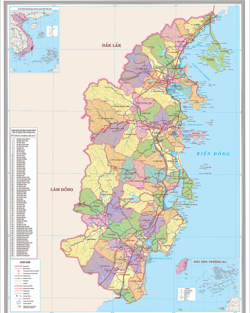 Bản đồ hành chính sau sáp nhập của Khánh Hoà