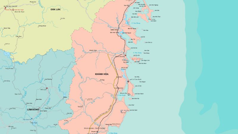 Bản đồ tỉnh Khánh Hoà sau sáp nhập với Ninh Thuận