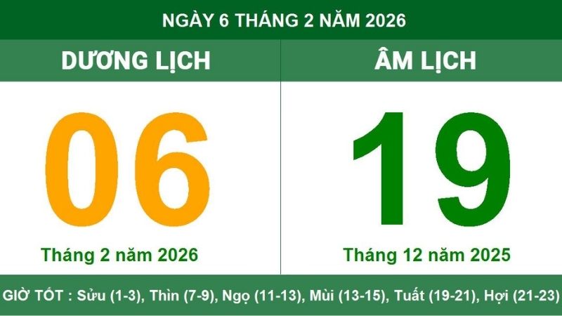 Ngày tốt động thổ tháng 2 năm 2026: Thứ sáu, 6/2/2026