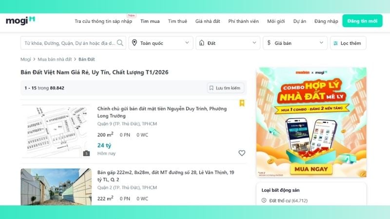 Mua đất uy tín, giá tốt tại Mogi.vn