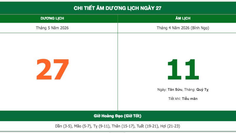 Thứ Tư, Ngày 27/5/2026