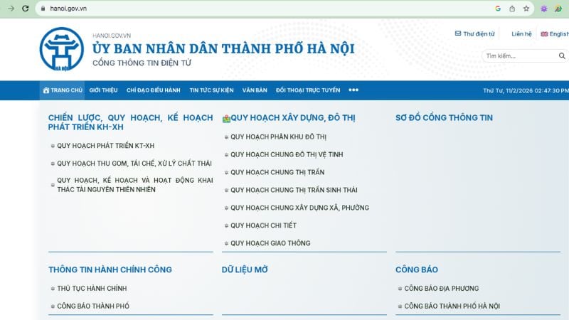 Tra cứu trên Cổng thông tin điện tử UBND TP Hà Nội