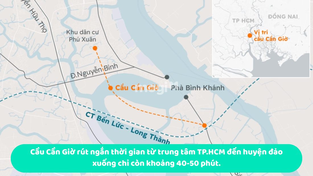 Cầu Cần Giờ: Dự án nghìn tỷ mở ra cơ hội mới cho bất động sản phía Nam 4 Cầu Cần Giờ rút ngắn thời gian từ trung tâm TP.HCM đến huyện đảo xuống chỉ còn khoảng 40-50 phút.
