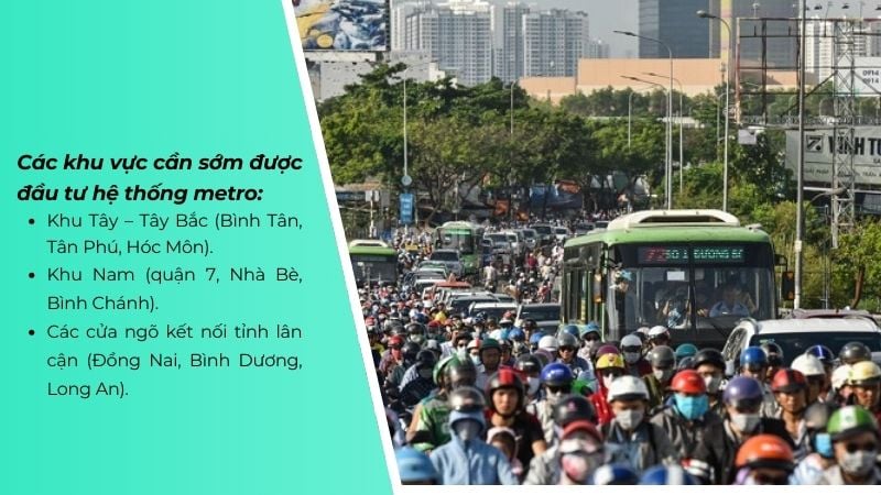 Các khu vực TP.HCM cần sớm được đầu tư hệ thống metro vì lượng kẹt xe lớn