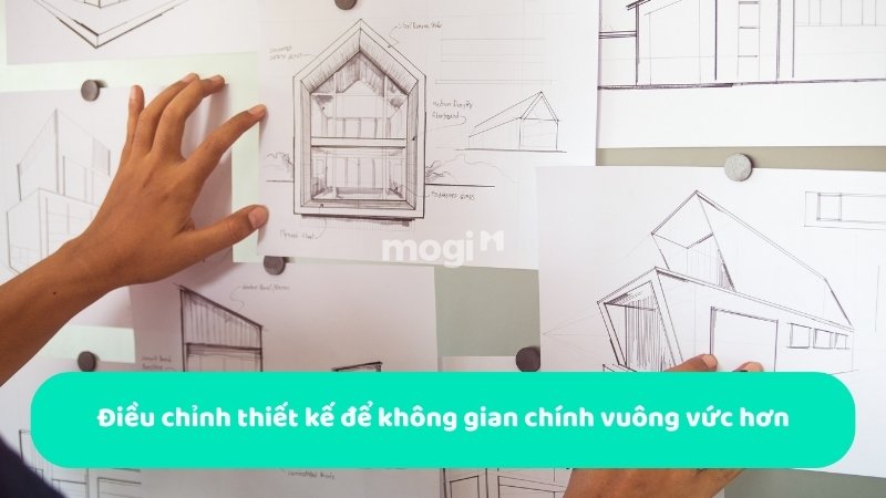 Điều chỉnh thiết kế để không gian chính vuông vức hơn