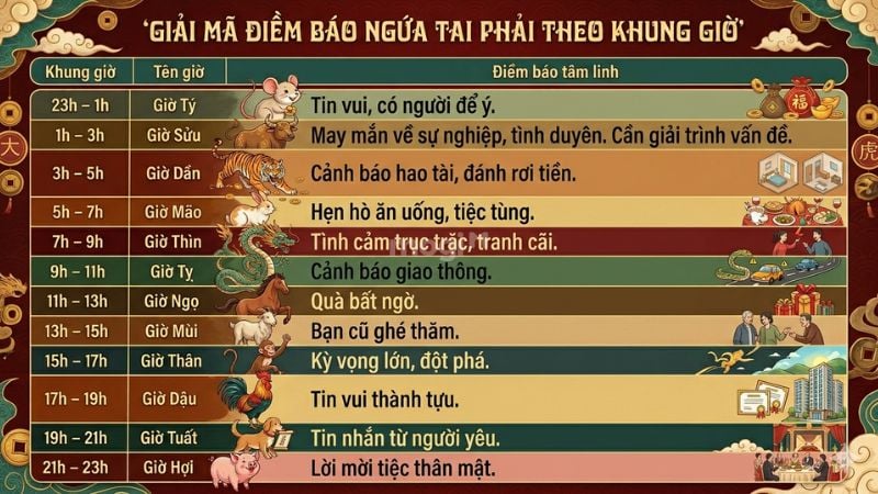 Ngứa tai phải: Giải mã điềm báo theo tâm linh và khoa học 2 Điềm báo ngứa tai phải theo 12 khung giờ