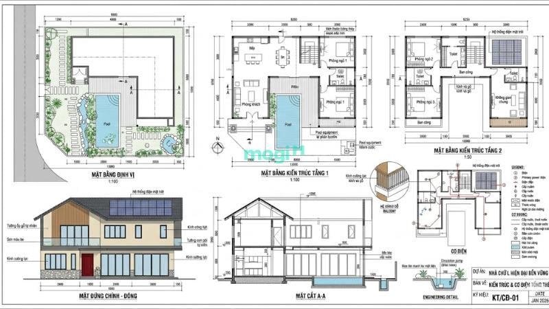 Tham khảo mẫu bản vẽ hướng dẫn cách bố trí các phòng chức năng trong nhà chữ L