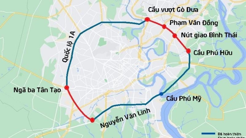 Cập nhật danh sách các dự án khởi công TPHCM mới nhất năm 2026 4 Dự án Vành đai 2 TPHCM - Thành phần 1 và 2 (Cầu Phú Hữu – Võ Nguyên Giáp – Phạm Văn Đồng)