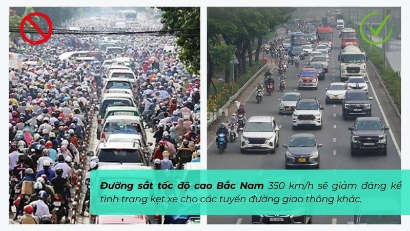 Đường sắt tốc độ cao Bắc Nam sẽ giảm đáng kể tình trạng kẹt xe cho các tuyến đường giao thông khác