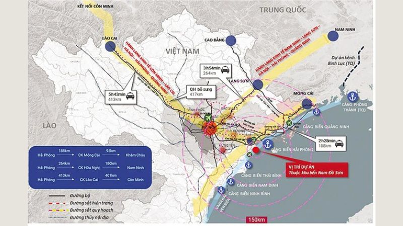 Cảng Nam Đồ Sơn nằm trên trục giao thương quan trọng nối từ biên giới phía Bắc ra biển