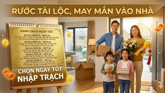 Chọn ngày tốt nhập trạch tháng 12 năm 2026 rước tài lộc, may mắn vào nhà