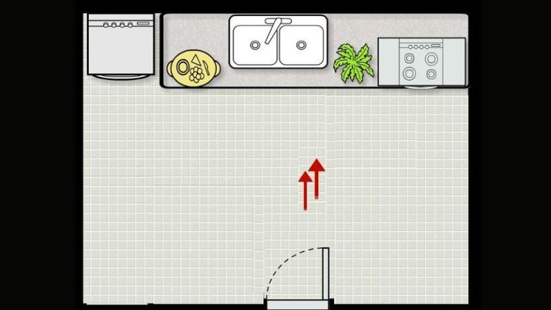 Tránh đặt bếp đối diện cửa chính