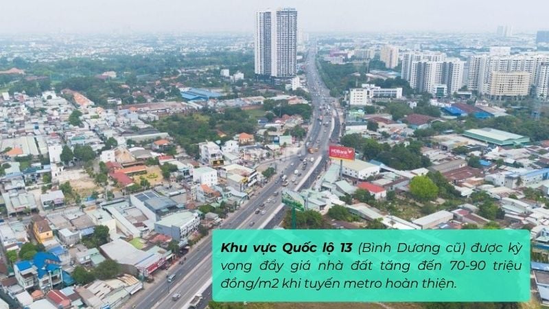 Khu vực Quốc lộ 13 được kỳ vọng đẩy giá nhà đất tăng đến 70-90 triệu đồng/m2